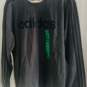 NWT Adidas Gray Sweatshirt with Black and Green Accents
